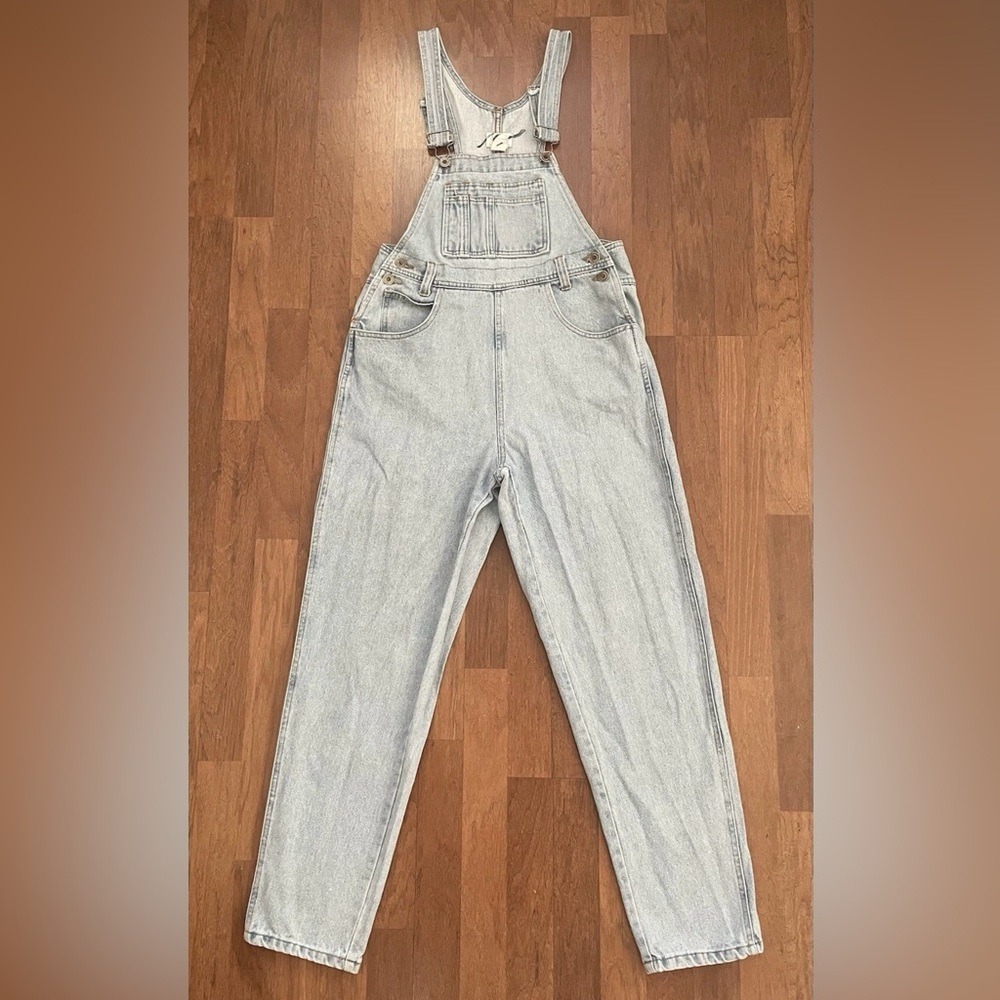 Vtg Moda Light Wash Denim Overalls Straight Leg Adjustable Straps Womens Small